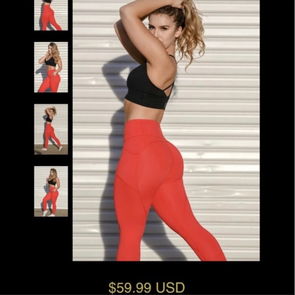 Til you collapse cherry red heart booty leggings